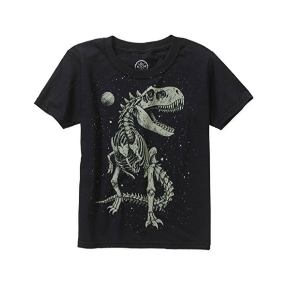 Gildan Boys Glow-in-the-Dark Dinosaur Skeleton T-Shirt. Size S (6-7)